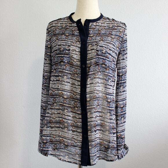 Dani Collection Colorful Patterned Blouse Top Size Medium Long/Short Sleeve - Picture 1 of 8